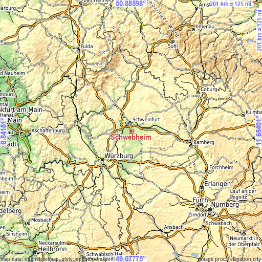 Topographic map of Schwebheim