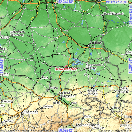 Topographic map of Schwarzheide