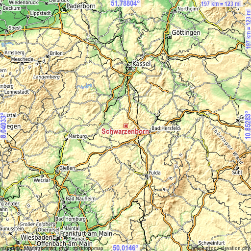 Topographic map of Schwarzenborn