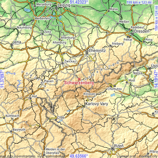 Topographic map of Schwarzenberg