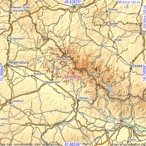 Topographic map of Spiegelau