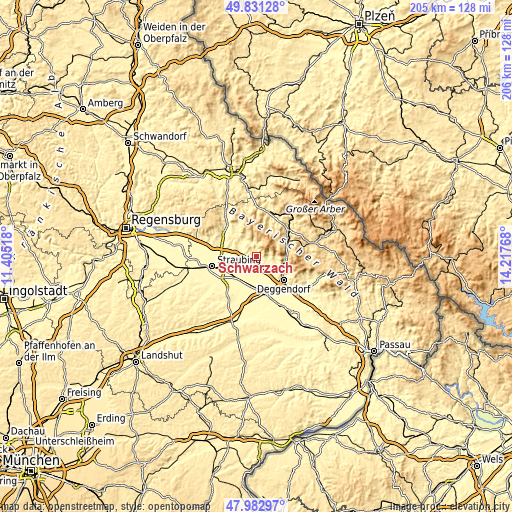 Topographic map of Schwarzach