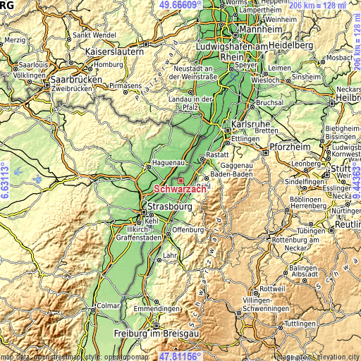 Topographic map of Schwarzach