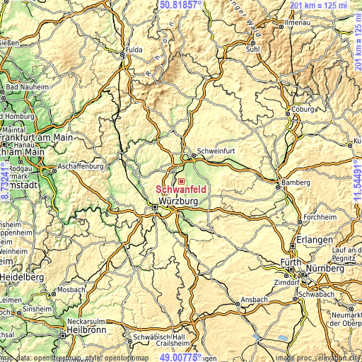 Topographic map of Schwanfeld