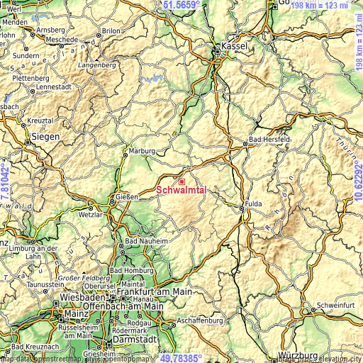 Topographic map of Schwalmtal