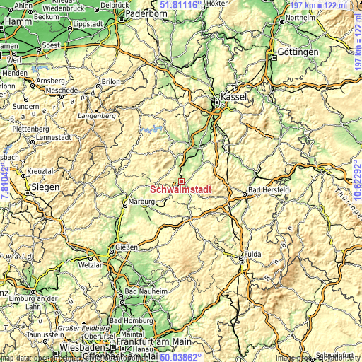 Topographic map of Schwalmstadt
