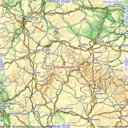 Topographic map of Schwallungen