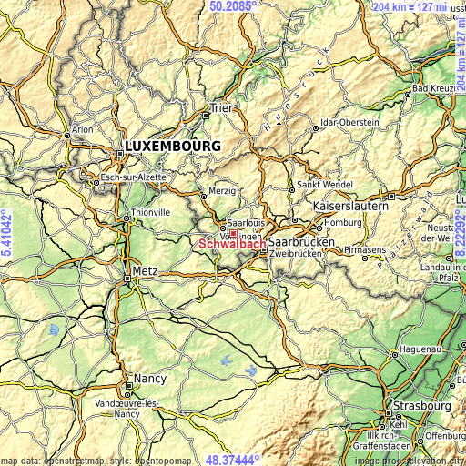 Topographic map of Schwalbach