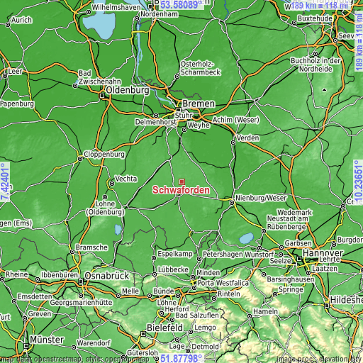 Topographic map of Schwaförden