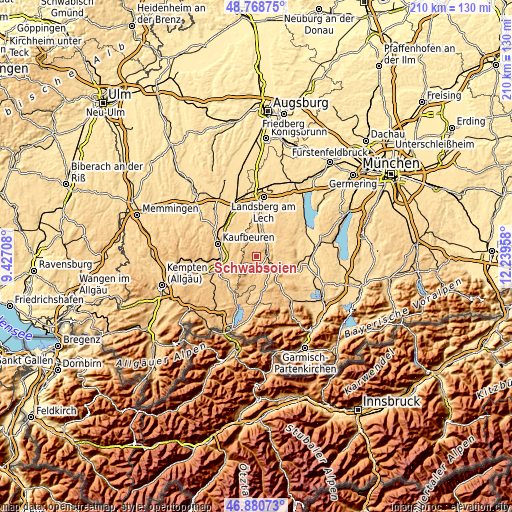 Topographic map of Schwabsoien