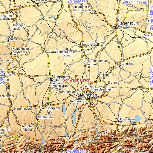 Topographic map of Schwabhausen