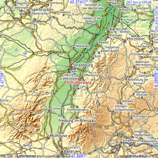 Topographic map of Schutterwald