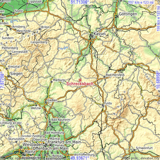 Topographic map of Schrecksbach