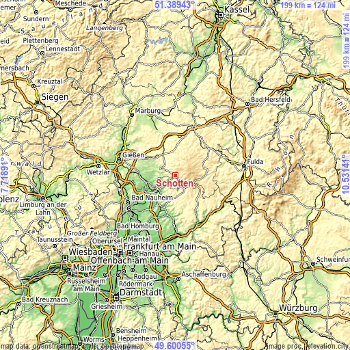 Topographic map of Schotten