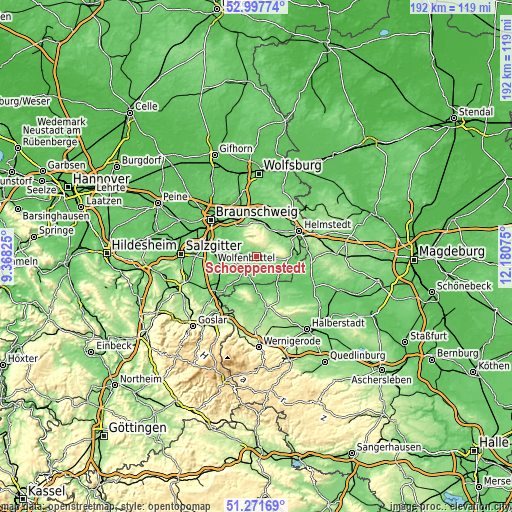 Topographic map of Schöppenstedt