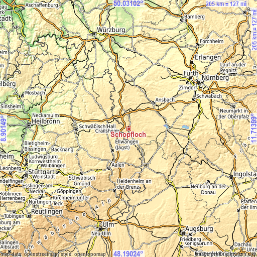 Topographic map of Schopfloch