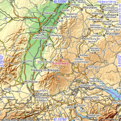 Topographic map of Schönwald