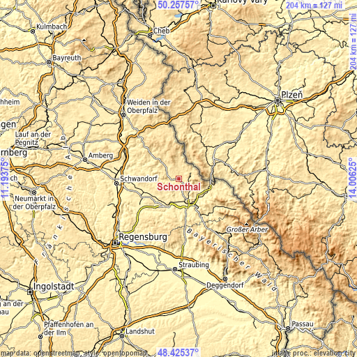 Topographic map of Schönthal