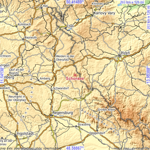 Topographic map of Schönsee