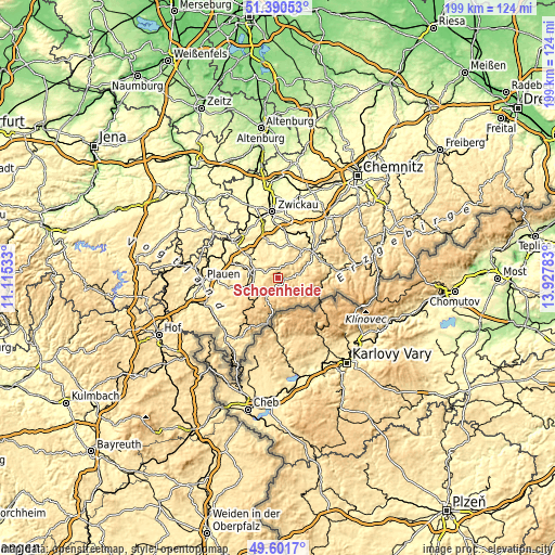 Topographic map of Schönheide