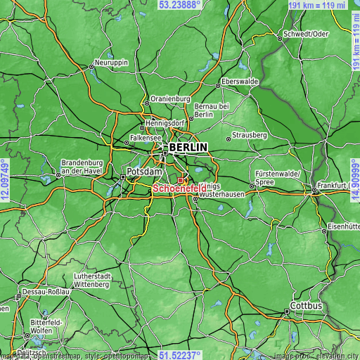 Topographic map of Schönefeld