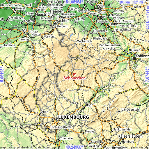 Topographic map of Schönecken