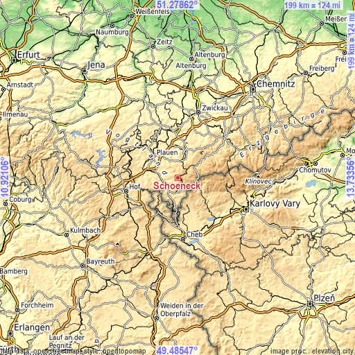 Topographic map of Schöneck