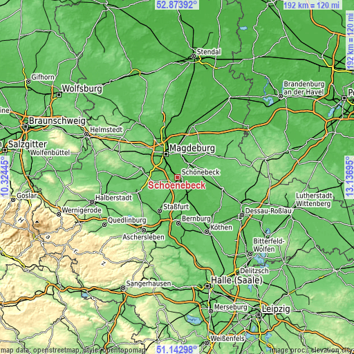 Topographic map of Schönebeck