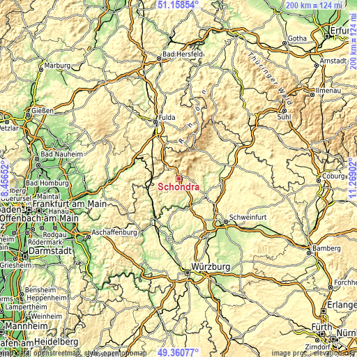 Topographic map of Schondra