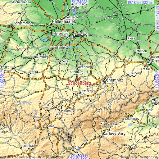Topographic map of Schönberg