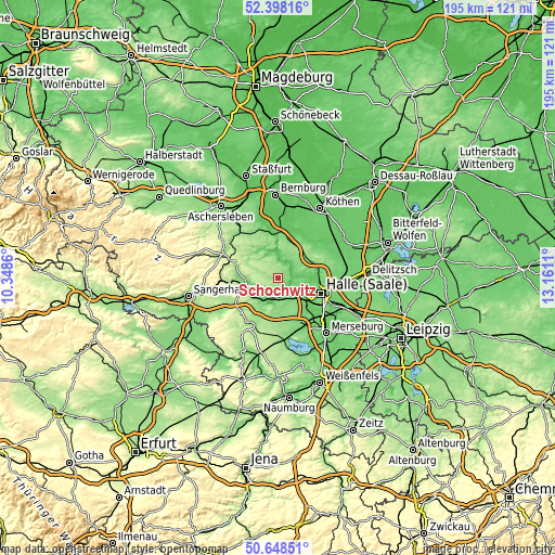 Topographic map of Schochwitz