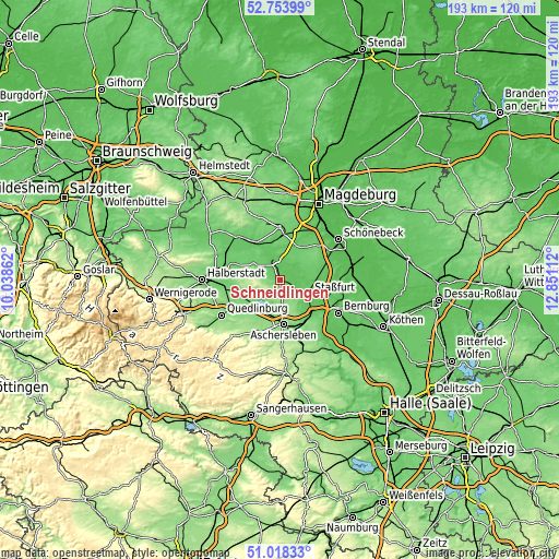 Topographic map of Schneidlingen