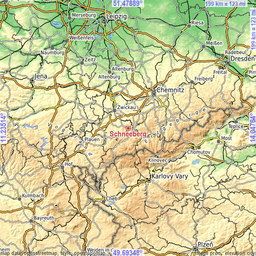 Topographic map of Schneeberg