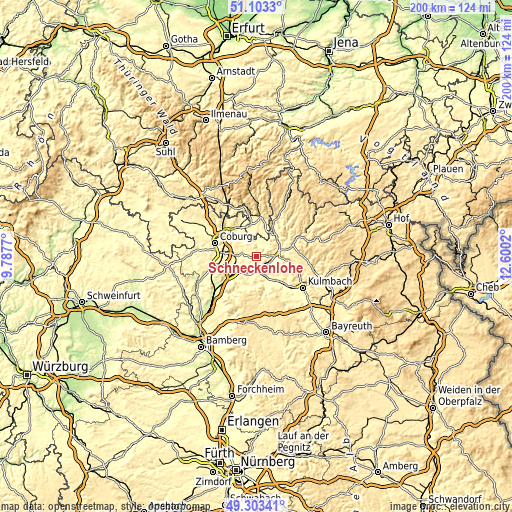 Topographic map of Schneckenlohe