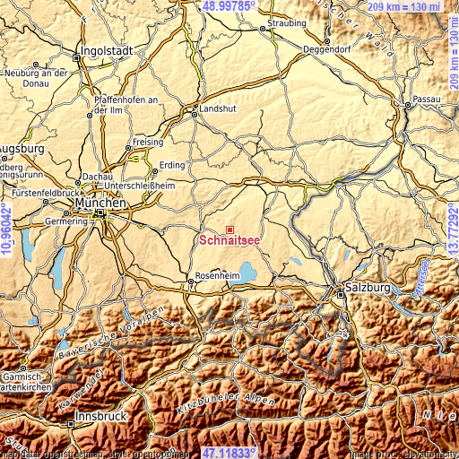 Topographic map of Schnaitsee