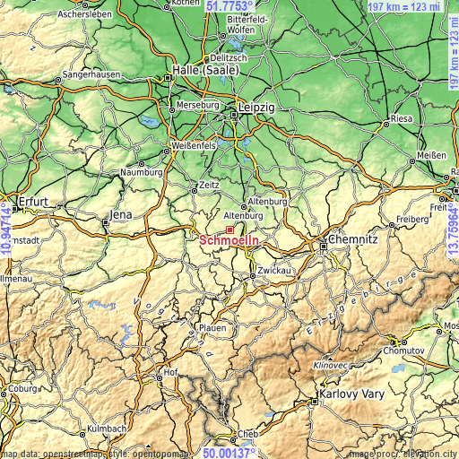 Topographic map of Schmölln