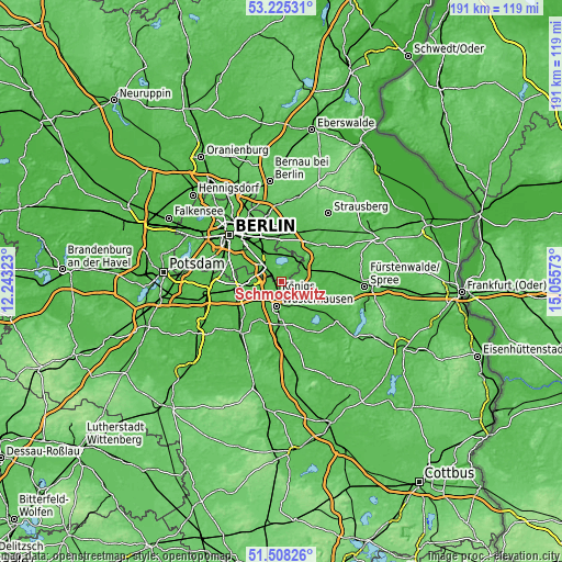 Topographic map of Schmöckwitz