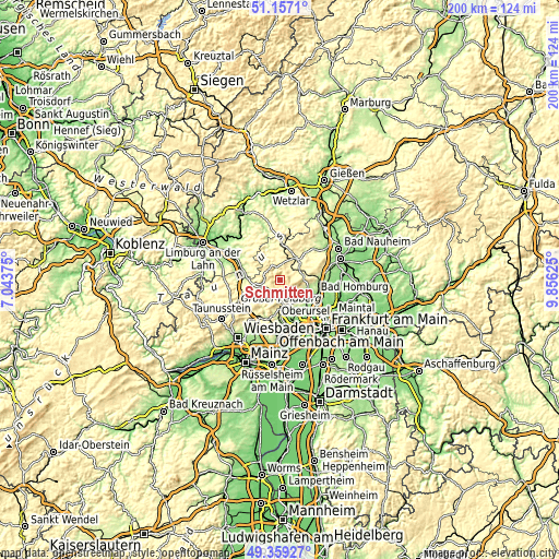 Topographic map of Schmitten