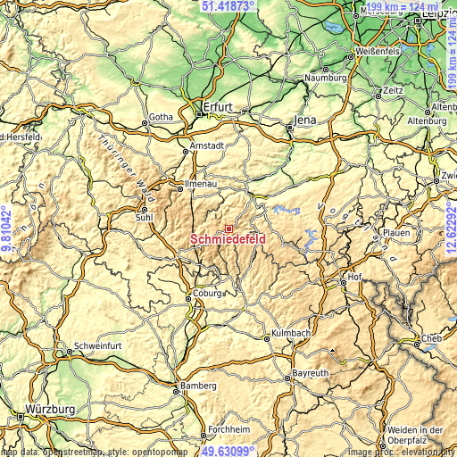 Topographic map of Schmiedefeld