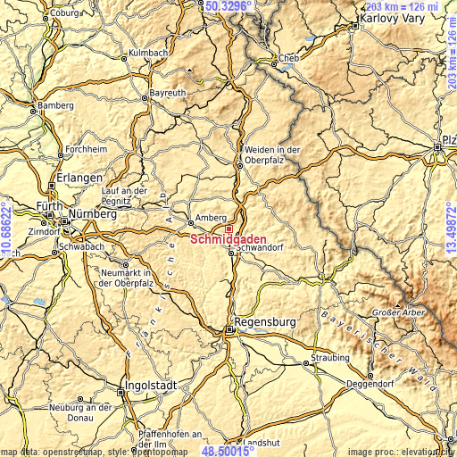 Topographic map of Schmidgaden