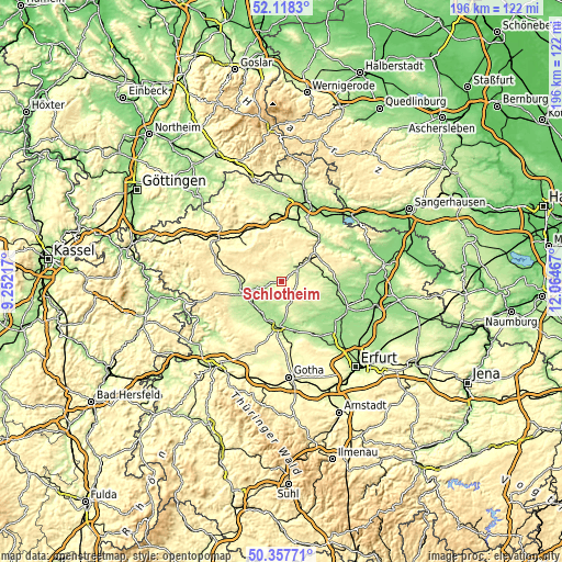 Topographic map of Schlotheim