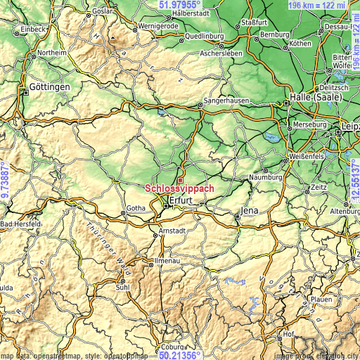 Topographic map of Schloßvippach