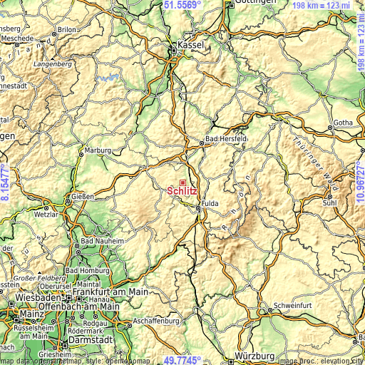 Topographic map of Schlitz