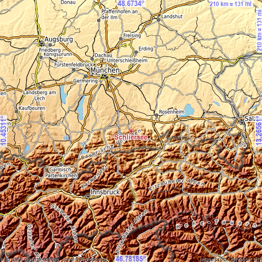 Topographic map of Schliersee