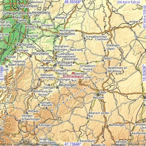 Topographic map of Schlierbach