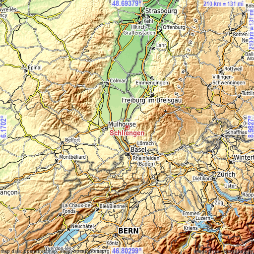 Topographic map of Schliengen