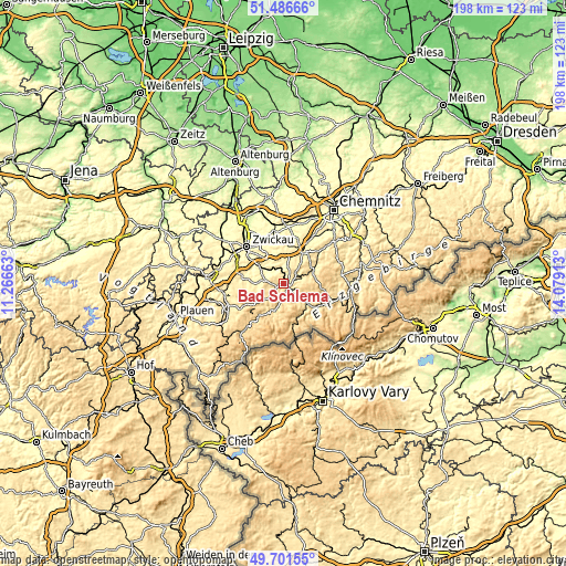 Topographic map of Bad Schlema