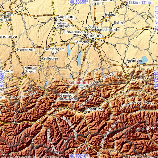 Topographic map of Schlehdorf