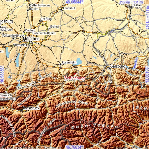 Topographic map of Schleching