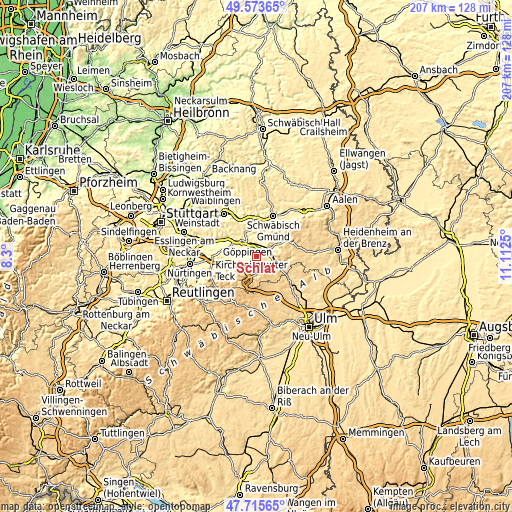 Topographic map of Schlat